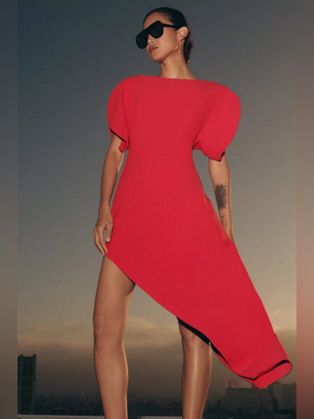 ZARA ZW COLLECTION ASYMMETRIC MIDI DRESS